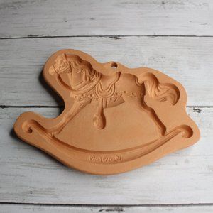 Cotton Press USA Vintage Terra Cotta Clay Cookie Paper Mold Rocking Horse